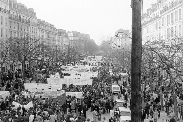 Manifestation unitaire ouvriers lycens 9 avril 1973